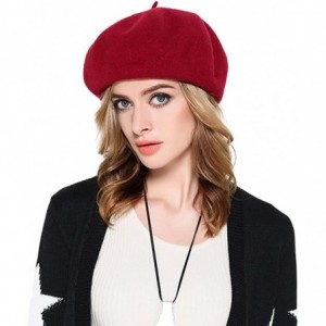 Berets Women Men Wool French Beret Solid Color Warm Beanie Hat Artist Painter Fancy Dress Costumes - C4185TKKNE7 $14.89