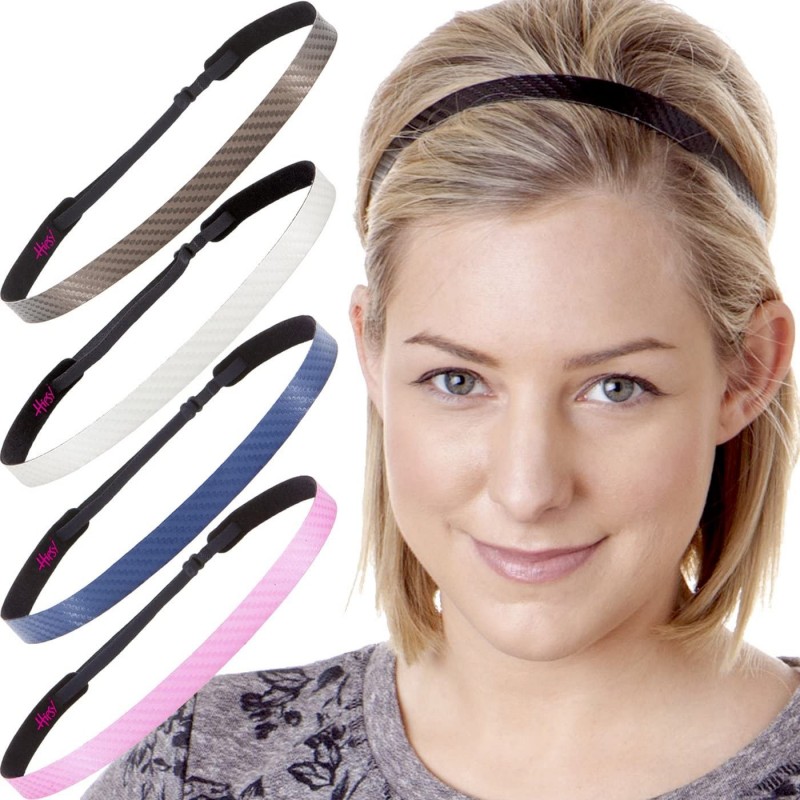 Headbands Women's Adjustable NO Slip Skinny Tech Sport Headband Multi Packs - Black/Pink/Navy/White/Brown 5pk - CL185ANUOH7 $...