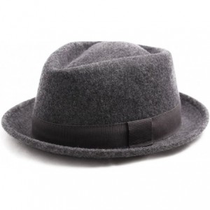 Fedoras Classic Diamond Porkpie Wool Felt Pork Pie Hat - Gris-chine - CL12O7PLOM8 $35.64