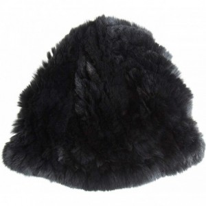 Skullies & Beanies Knitted Rex Rabbit Fur Beanie Hat - Black - CZ111LWC6NR $56.78