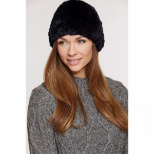 Skullies & Beanies Knitted Rex Rabbit Fur Beanie Hat - Black - CZ111LWC6NR $56.78