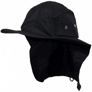 Sun Hats Men/Women Wide Brim Summer Hat with Neck Flap (One Size) - Black - CF182ZMS0RL $26.49