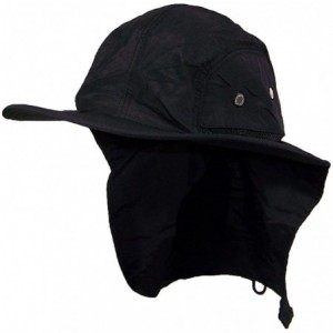 Sun Hats Men/Women Wide Brim Summer Hat with Neck Flap (One Size) - Black - CF182ZMS0RL $13.24