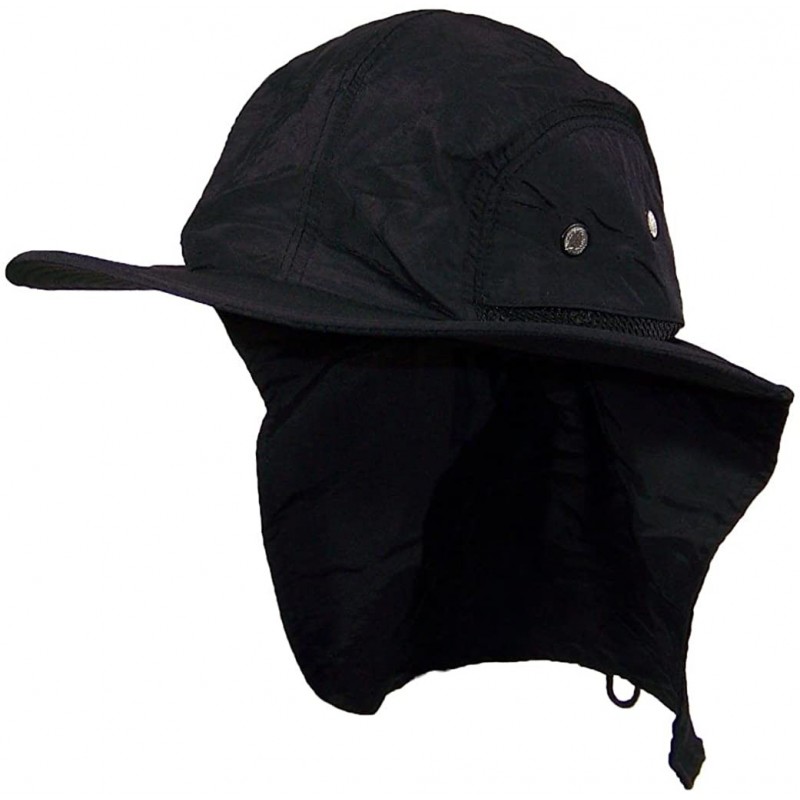Sun Hats Men/Women Wide Brim Summer Hat with Neck Flap (One Size) - Black - CF182ZMS0RL $13.24