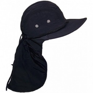 Sun Hats Men/Women Wide Brim Summer Hat with Neck Flap (One Size) - Black - CF182ZMS0RL $13.24