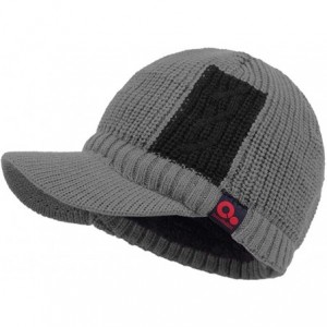 Visors Sports Winter Two Tone Visor Beanie with Bill Knit Hat with Brim Fleece Lined Ski Cap - Grey - CA1895O47N8 $20.81