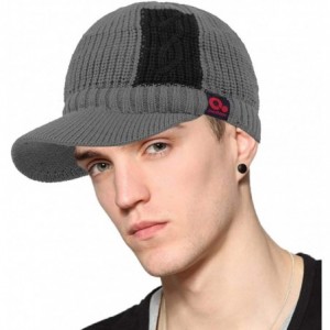 Visors Sports Winter Two Tone Visor Beanie with Bill Knit Hat with Brim Fleece Lined Ski Cap - Grey - CA1895O47N8 $20.81