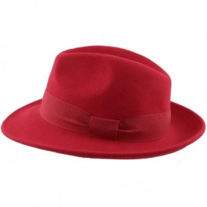 Fedoras Fedora Wool Felt Fedora Hat Packable Water Repellent - Rouge - CO12O7PLODX $46.46