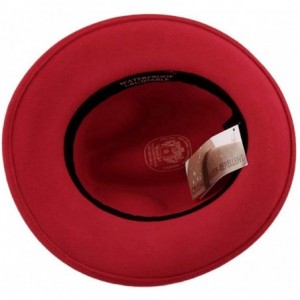 Fedoras Fedora Wool Felt Fedora Hat Packable Water Repellent - Rouge - CO12O7PLODX $46.46