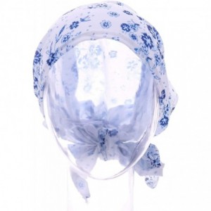 Skullies & Beanies Women Chemo Headscarf Pre Tied Hair Cover for Cancer - White Blue Flowers - CX198KE6MDN $11.46