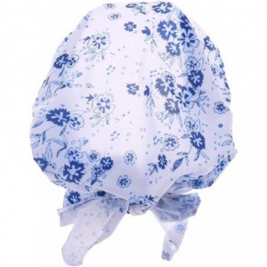 Skullies & Beanies Women Chemo Headscarf Pre Tied Hair Cover for Cancer - White Blue Flowers - CX198KE6MDN $11.46