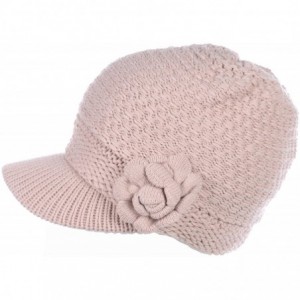 Newsboy Caps Womens Winter Chic Cable Warm Fleece Lined Crochet Knit Hat W/Visor Newsboy Cabbie Cap - C41860XGTDU $18.02