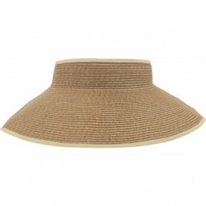 Sun Hats Womens UV Protective Floppy Sun Hat Wide Brim Beach Packable Straw Visor - Light Coffee - CA1803UDL87 $16.72