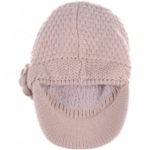 Newsboy Caps Womens Winter Chic Cable Warm Fleece Lined Crochet Knit Hat W/Visor Newsboy Cabbie Cap - C41860XGTDU $18.02