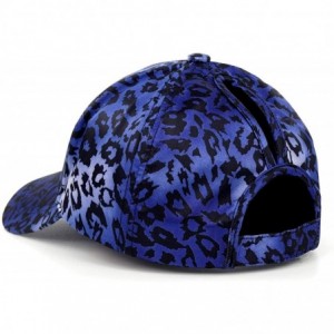 Baseball Caps Leopard Print Ponytail Baseball Cap Messy High Bun Mesh Trucker Hat Women Ponycap - Youth Blue Leopard - CU18N7...