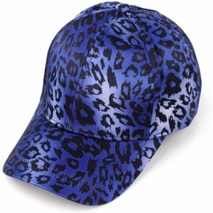 Baseball Caps Leopard Print Ponytail Baseball Cap Messy High Bun Mesh Trucker Hat Women Ponycap - Youth Blue Leopard - CU18N7...