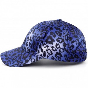 Baseball Caps Leopard Print Ponytail Baseball Cap Messy High Bun Mesh Trucker Hat Women Ponycap - Youth Blue Leopard - CU18N7...