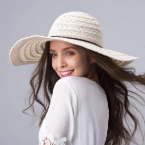 Sun Hats Summer Beach Sun Hats for Women UPF Woman Foldable Floppy Travel Packable UV Hat Cotton- Wide Brim Hat - C01945MHAIR...