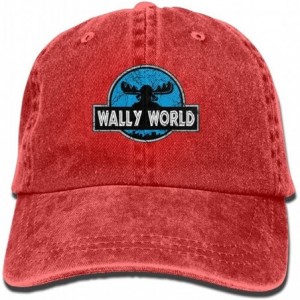 Baseball Caps Wally World Denim Hat Adjustable Unisex Classic Baseball - Red - CP18DW05TGY $25.47
