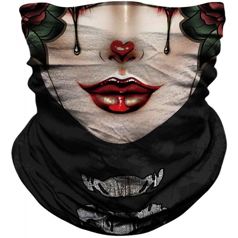 Balaclavas Seamless Rave Face Cover Bandana-Neck Gaiter Tube Headwear Motorcycle Face Scarf - Clown-3 - CZ198R9DHUW $7.82