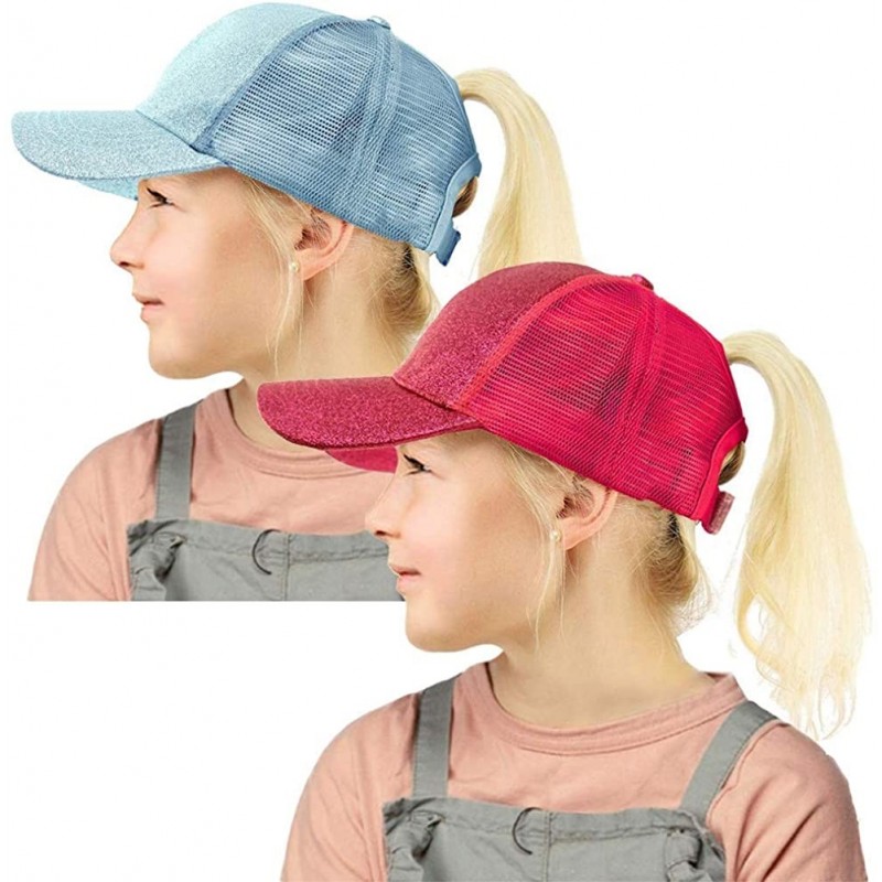Baseball Caps Kids Ponytail Hat-Girls Baseball Cap with High Bun Messy Ponytail Hole Sun Visor Caps Fit Age 2-8 - CA18SCUO2IS...