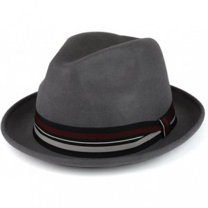 Fedoras XXL Oversize Wool Felt Pinch Fedora Hat with Satin Band - Grey - CZ187RYCWXA $82.00