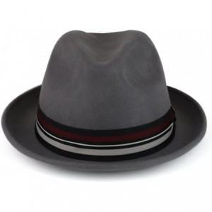 Fedoras XXL Oversize Wool Felt Pinch Fedora Hat with Satin Band - Grey - CZ187RYCWXA $45.92