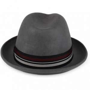 Fedoras XXL Oversize Wool Felt Pinch Fedora Hat with Satin Band - Grey - CZ187RYCWXA $45.92