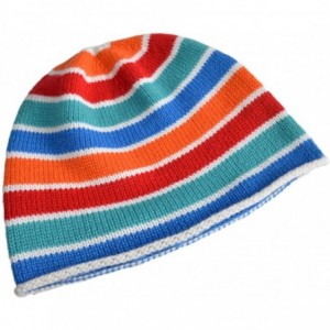 Skullies & Beanies Women's Cashmere Cap Striper Beanie - White - CG18E73XOOQ $40.46