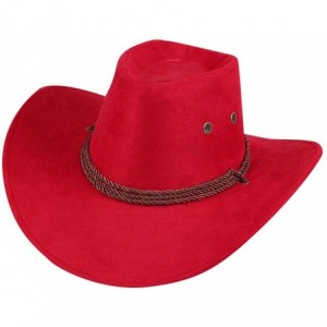 Balaclavas Men Women Cowboy Hat Western Cap Wide Brim Sunhat Winter 2019 New - Red - CV18WRKZERX $12.23