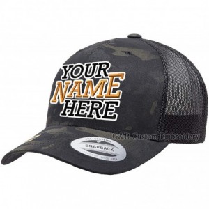 Baseball Caps 2018 6606MC Yupoong Retro Trucker Multicam Custom Hat (Camo) - Multicam Black -Text - CH18ECL73S5 $29.58
