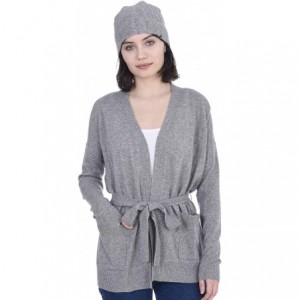 Skullies & Beanies Fold-Over Cable Knit Beanie 100% Pure Cashmere Cuffed Brim Hat for Women - Heather Grey - CE18MHHR6QX $42.54