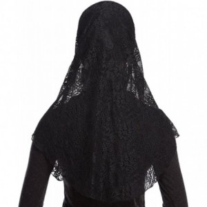 Balaclavas Women's Lace Muslim Islamic Hijab Soft Neck Head Wraps Cap with Outer Scarf - Black - CO12MQMUGP5 $8.04