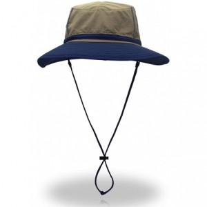 Sun Hats Unisex Reflective Sunshade hat Bucket Hat UV50+ with Wide Brim for Summer Anti Ultraviolet Cap - Khaki+blue - CA18EG...