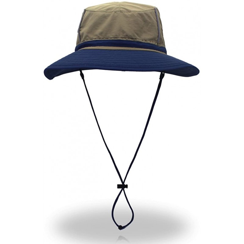 Sun Hats Unisex Reflective Sunshade hat Bucket Hat UV50+ with Wide Brim for Summer Anti Ultraviolet Cap - Khaki+blue - CA18EG...