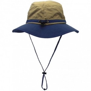 Sun Hats Unisex Reflective Sunshade hat Bucket Hat UV50+ with Wide Brim for Summer Anti Ultraviolet Cap - Khaki+blue - CA18EG...