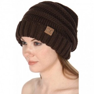 Skullies & Beanies Beanies for Women - Slouchy Knit Beanie hat for Women- Soft Warm Cable Winter Chunky Hats - Solid - Brown ...