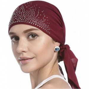 Headbands Turban Women Hat Headband Islamic Head Wrap Bonnet Headscarf Muslim Cap Bandana - Red - CQ18ES7NICZ $10.53