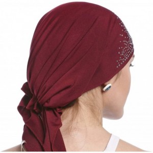 Headbands Turban Women Hat Headband Islamic Head Wrap Bonnet Headscarf Muslim Cap Bandana - Red - CQ18ES7NICZ $10.53