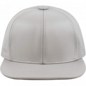 Baseball Caps Leather Hat Made in USA Genuine Leather Plain Baseball One Size Cap Hat - Grey - CT12G8Z5G0V $15.65