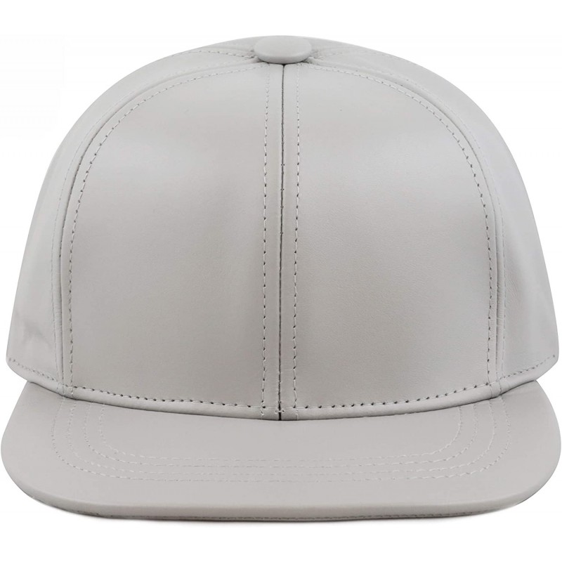 Baseball Caps Leather Hat Made in USA Genuine Leather Plain Baseball One Size Cap Hat - Grey - CT12G8Z5G0V $15.65