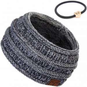 Headbands Stretch Ribbed Ear Warmer Head Band with Ponytail Holder (HW-21) (HW-817) (HW-826) - Blackgrey Mixed(31) - C318AELT...