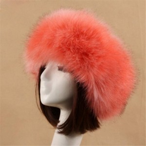 Cold Weather Headbands Women's Faux Fur Headband Soft Winter Cossack Russion Style Hat Cap - Candy Pink - C518L8HA52O $11.57
