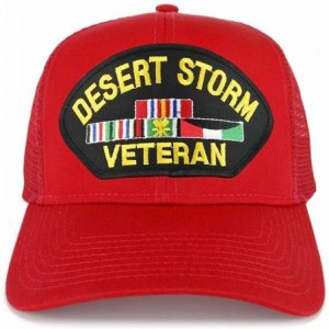 Baseball Caps Desert Storm Veteran Embroidered Patch Snapback Mesh Trucker Cap - Red - CP189O03ROM $16.92