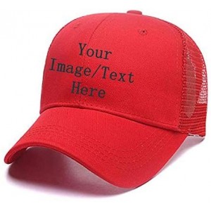 Baseball Caps Custom Women's Ponytail Mesh Adjustable Cap-100% Cotton Baseball Hat Trucker Cap - Red - C918H37XSC6 $13.04