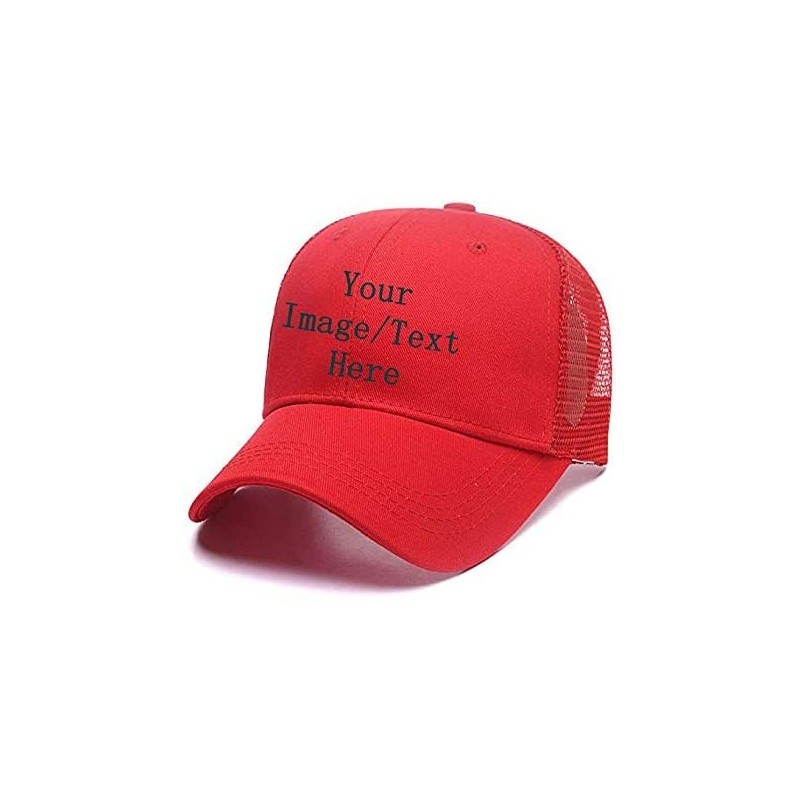 Baseball Caps Custom Women's Ponytail Mesh Adjustable Cap-100% Cotton Baseball Hat Trucker Cap - Red - C918H37XSC6 $13.04