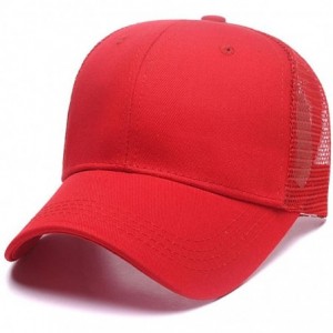 Baseball Caps Custom Women's Ponytail Mesh Adjustable Cap-100% Cotton Baseball Hat Trucker Cap - Red - C918H37XSC6 $13.04