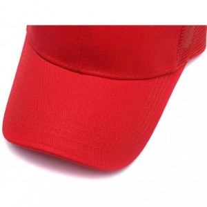 Baseball Caps Custom Women's Ponytail Mesh Adjustable Cap-100% Cotton Baseball Hat Trucker Cap - Red - C918H37XSC6 $13.04