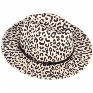 Fedoras Men & Women Classic Wide Brim Fedora Hat with Belt Buckle Wool Felt Panama Fedora M/L - A1-leopard Print-beige - CC18...