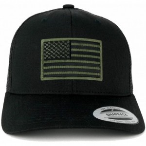 Baseball Caps American Flag Patch Snapback Trucker Mesh Cap - Black - Black Olive Patch - CA12ITQZ6ED $19.73